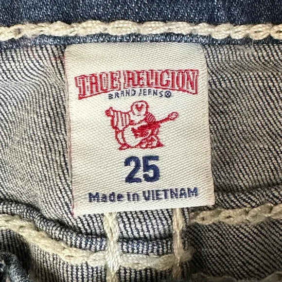 True Religion sz 25 capri skinny jeans distressed Strech - Picture 6 of 10